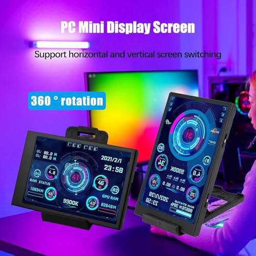 Image of Flylin 3.5in IPS USB Mini Screen, CPU Hardware Temperature Monitor Type-C Sub Screen, AIDA64 PC Temperature Display Screen for Computer Case
