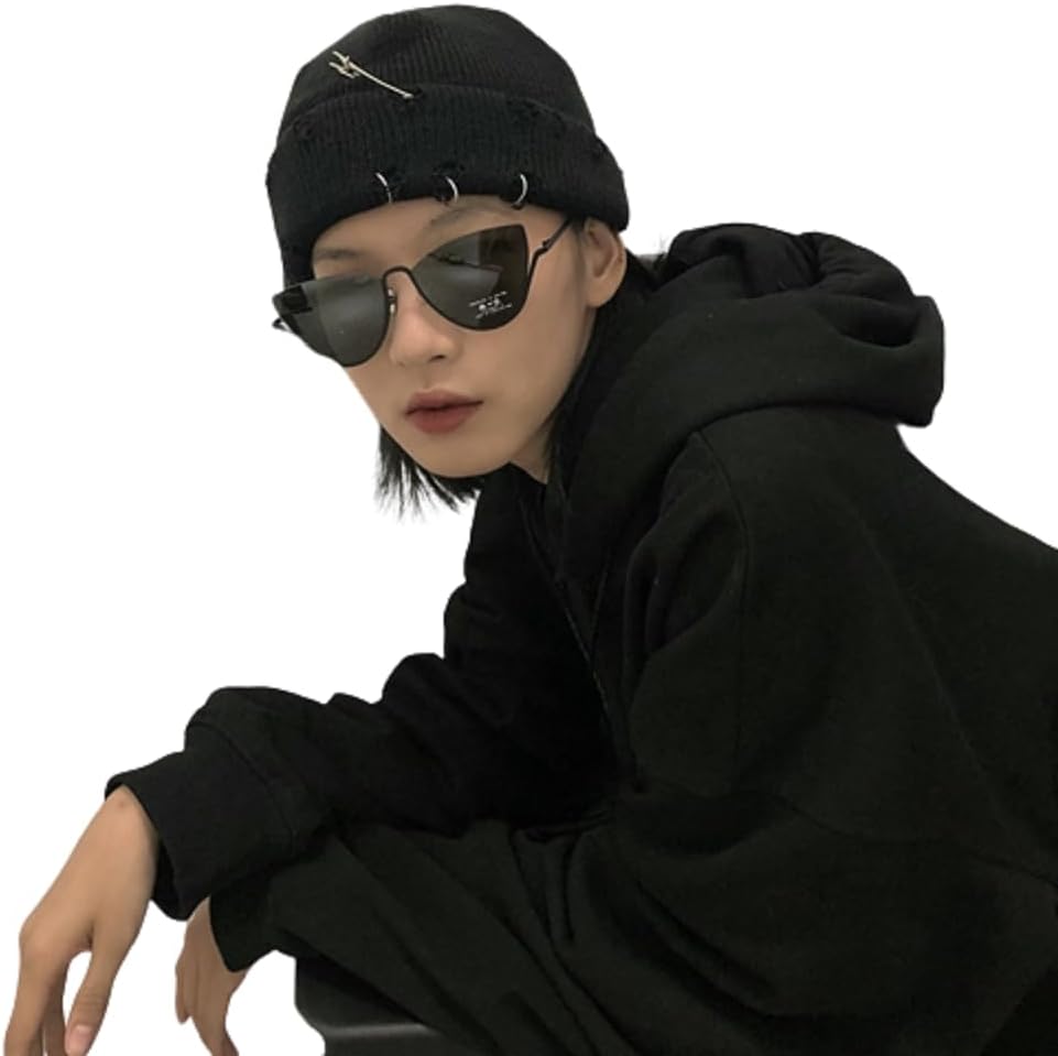 AIBEARTY Swag Short Fisherman Beanie for Men Women Rolled Cuff Beanie Skull Caps Wool Knit Winter Ski Hat with O Rings