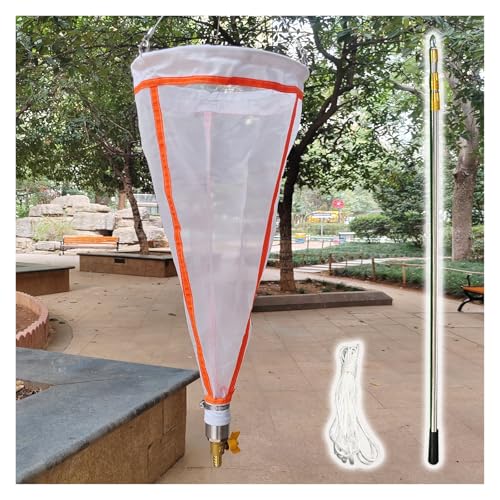 Student Plankton Collection Net w/Telescoping Pole, 112?m 64?m Aperture Experimental Fine Nylon Sample Collecting for Phytoplankton/Protozoa/Rotifers, with 16ft Rope(25# - 200 Mesh)