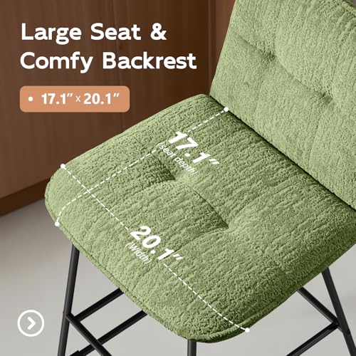 Image of Ollega Bar Stools Set of 6, 26 inch Counter Height Bar Stools with Back, Wide Seat Fabric Modern Barstools for Kitchen Island with Metal Legs and Footrest, Bluish Green