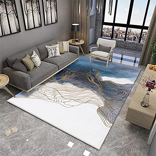 Tapis chambre garçon doux et isolant bleu or 200x300 - 2