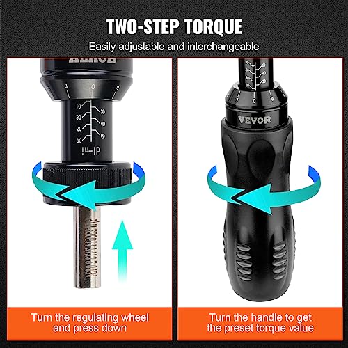 Image of VEVOR 1 /4 inch Drive Screwdriver Torque Wrench with Scale, 10-70 in /lbs Torque Range, 1 in-lbs Torque Increment Torque Screwdriver with Bits & Case