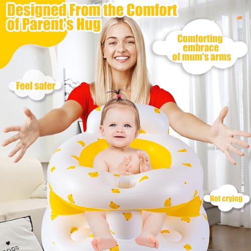 Image of Upgraded Inflatable Baby Seat for 3-36 Months, Baby Chair Sit Me Up Floor Seat - Clip to Table Leg. No Tipping. + Front Guard Anti-Tip, Back Support for Infants Learning to Sit Up + Built-in Air Pump