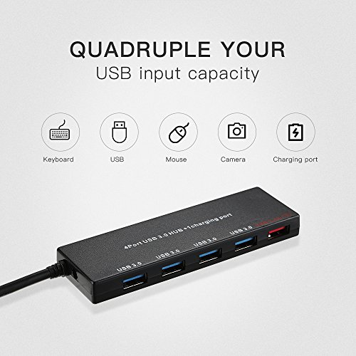 Andoer 5 portas Super Speed ​​Mini portátil USB 3.0 Hub 5 Gbps Velocidade de transferência com porta