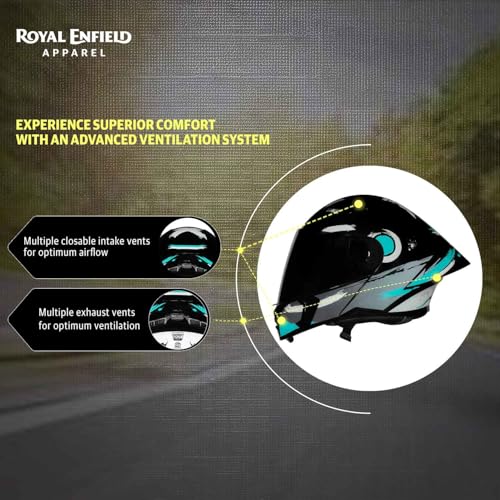 Image of Royal Enfield Stealth MOD Brushed Modular Helmet | Certification: ISI & DOT | Shell Construction: High Impact Grade ABS & Fiberglass Composite | Weight: 1200 + /-50 | Teal L