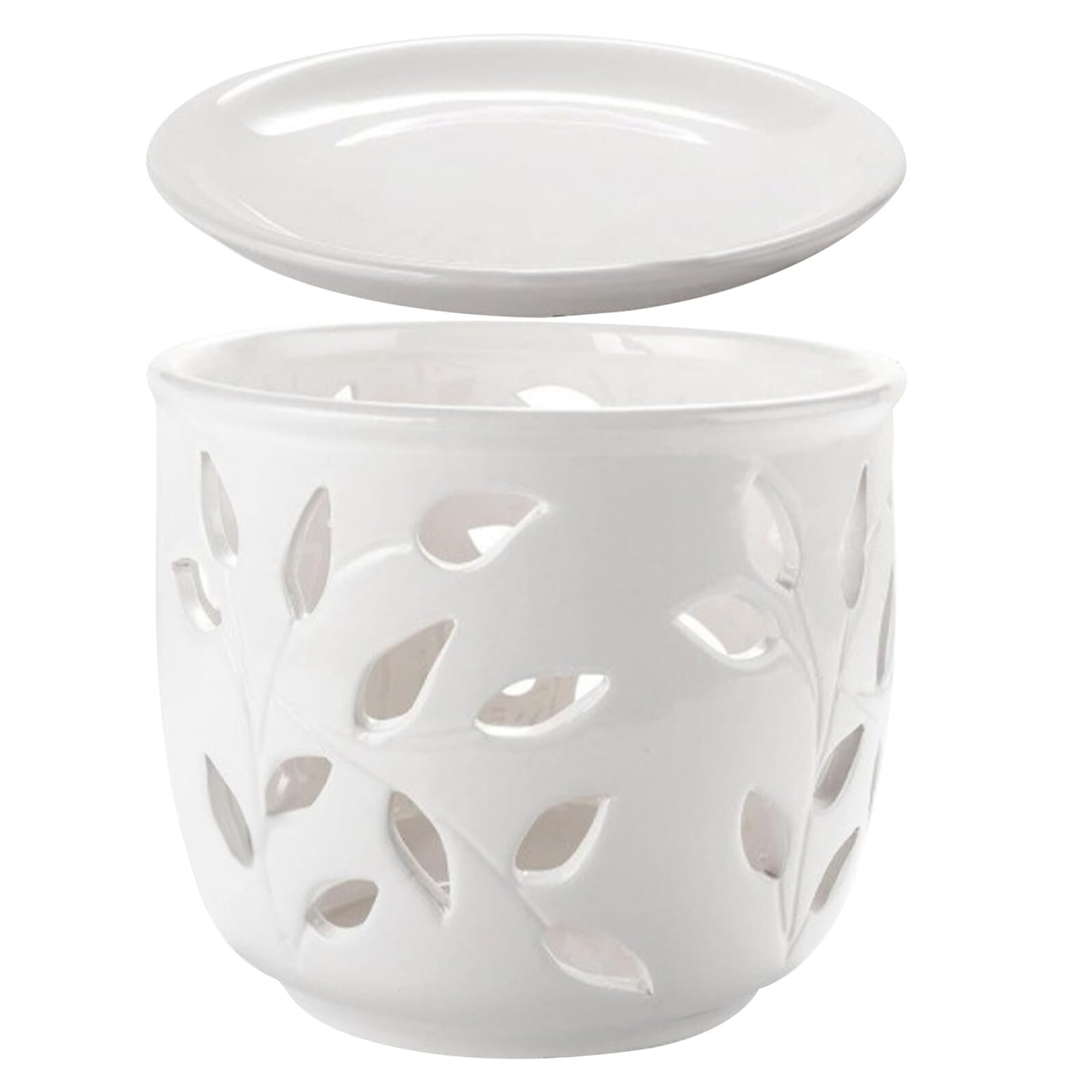 COLLBATH Ceramiczny Biały Kwietnik z Otworami i Tacą Doniczka z Odpływem Do Storczyków Sukulentów i Kaktusów Ceramiczny Pojemnik Rośliny Do Domu i Biura