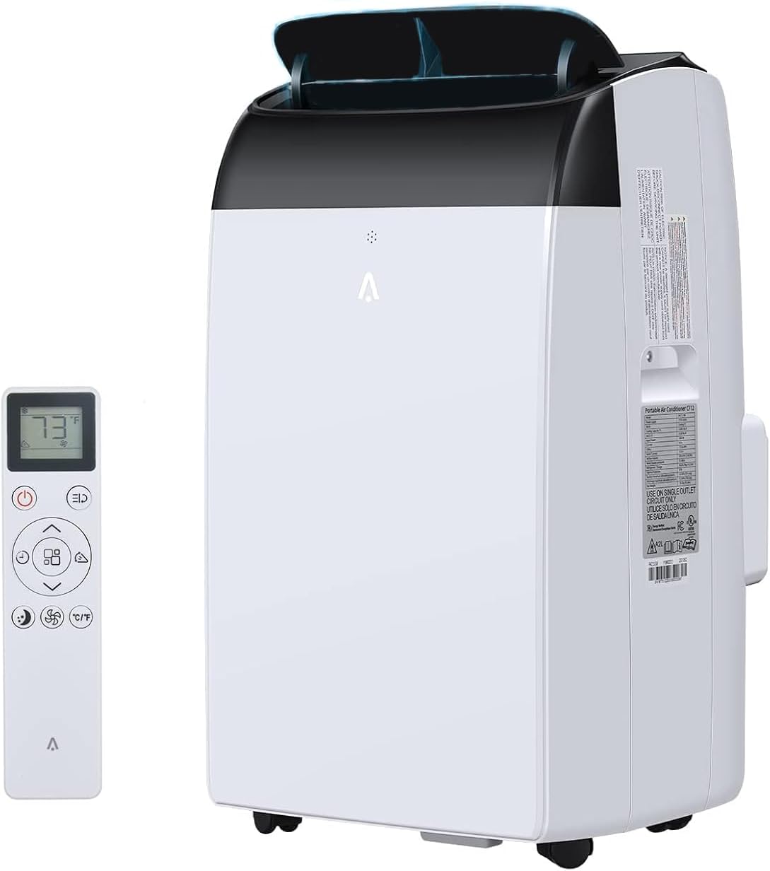 12,000 Btu Portable Air Conditioner, Standing AC Unit for Rooms Cooling Up to 550 Sq.Ft., 3-In-1 Room Air Conditioner with Dehumidifier, Fan, Quiet Operation, Remote Control, 24Hrs Timer, White