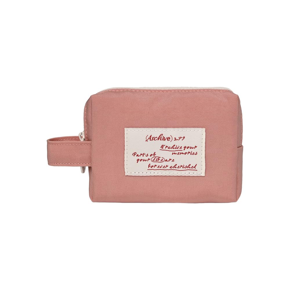 Monolike Archive 247 Handy Pouch, Pink - Small Nylon Pouch, Portable Cosmetic &amp; Toiletry Case, Tech Cable Organizer, Daily Storage Bag