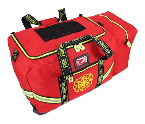 Lightning X Fireman's Value Edition XL Firefighter Step-in Turnout Gear Bag w/Wheels, Helmet Pocket and Custom Embroidered Name - RED2