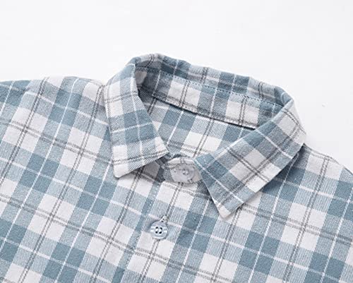Kids Button-Down Plaid Shirts Long Sleeve Collar Cotton Loose Shirts Toddler Boys Fall Casual Lightweight Tops2