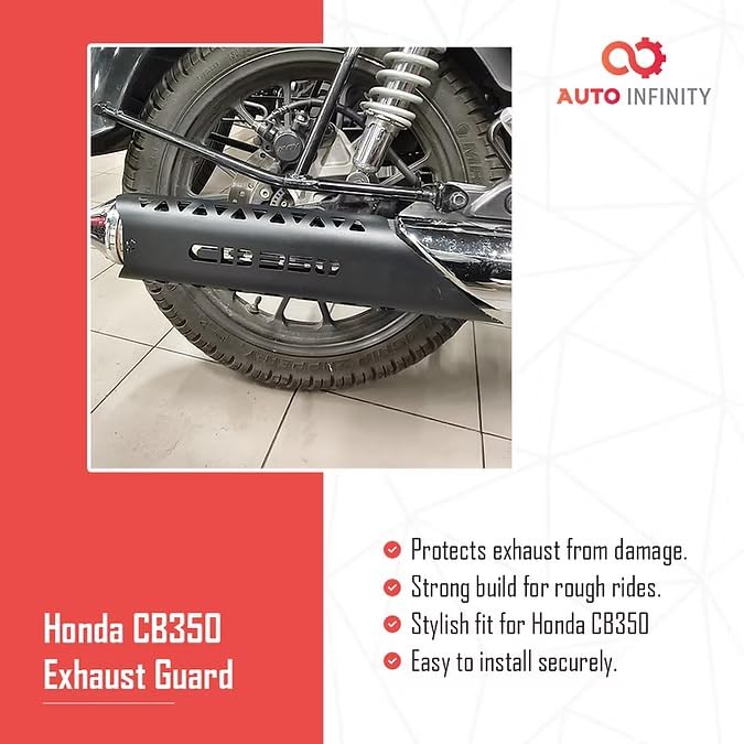 Image of Auto Infinity Exhaust Guard Compatible with Honda CB350 (Black, Pack of 1)