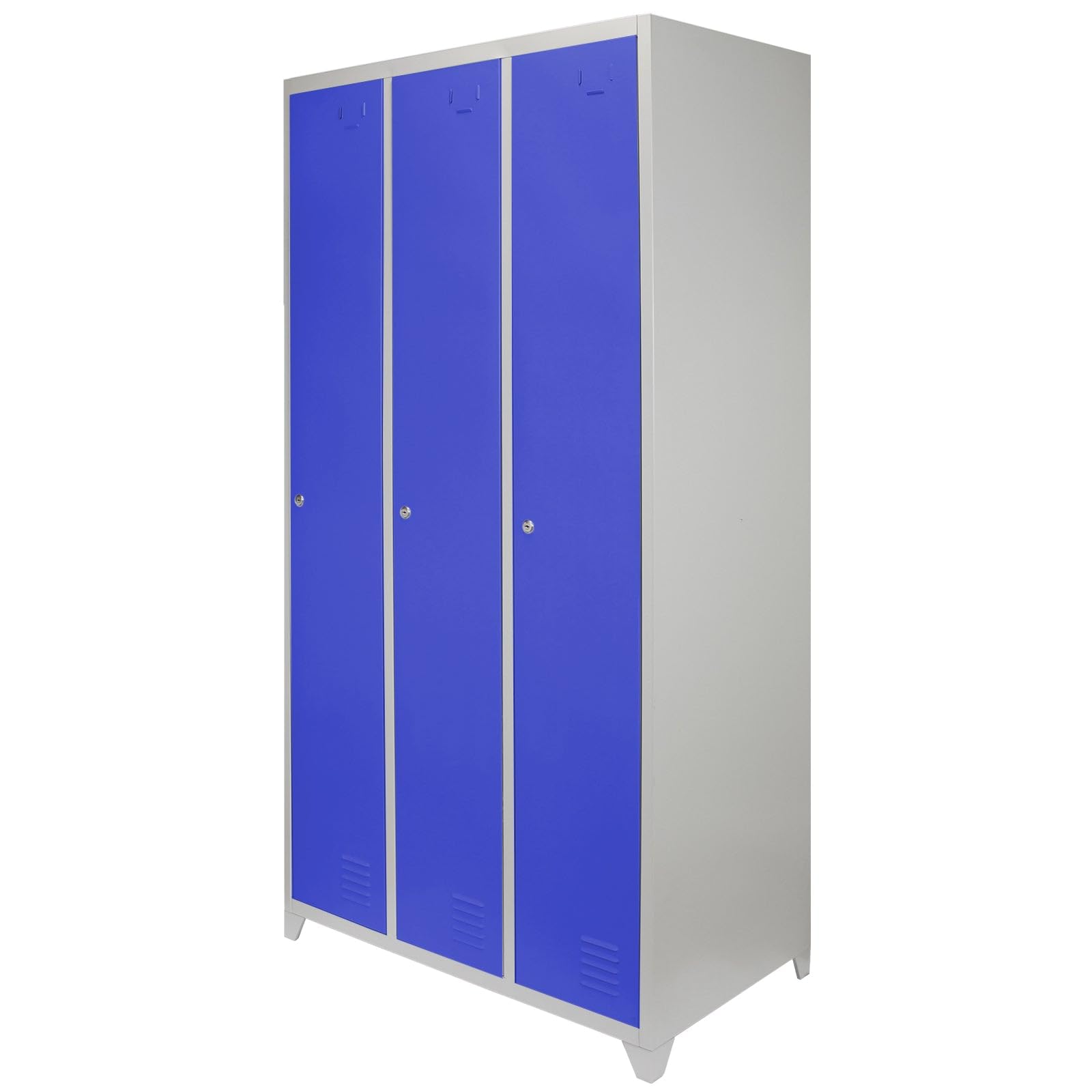 Taquilla Metálica para Ensamblar con 3 Puertas Azules 90x50x180cm Casillero Locker Organizador para Oficinas,Escuelas,Gimnasios y Vestuarios 2 llaves por Puerta,2 Imanes+Tarjetas de Nombre Incluidos