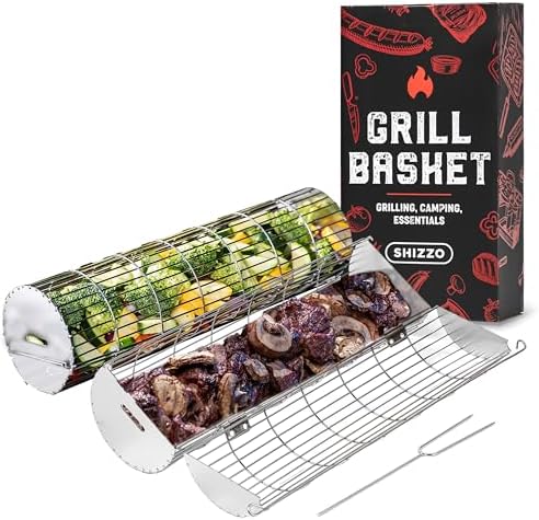 Rolling Grill Basket, New Opening Design, Extra Sturdy Cylinder G...