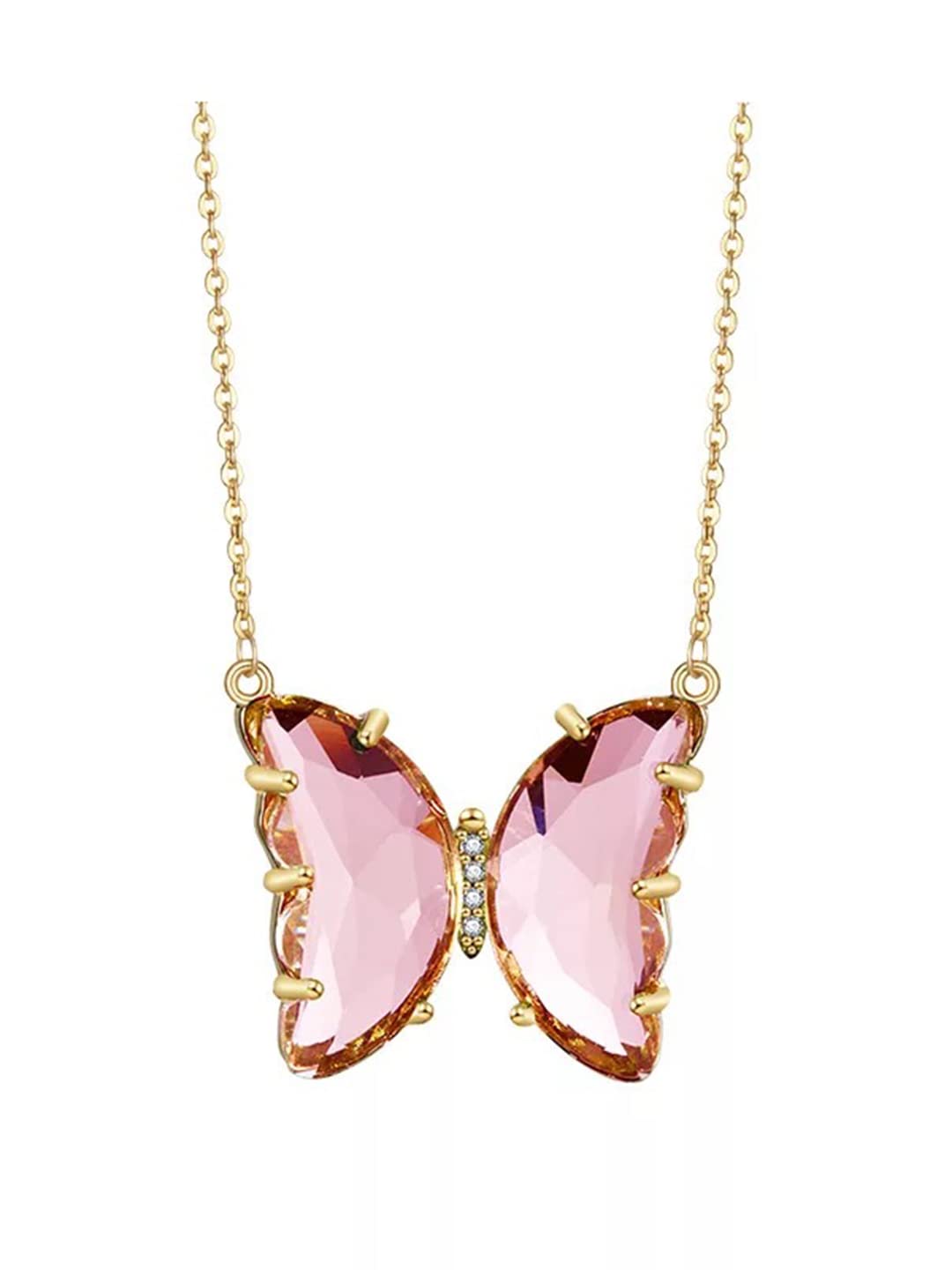 Vembley Lovely Gold Plated Pink Crystal Butterfly Pendant Necklace For Women and Girls (B09XDSS43J) Amazon Price History, Amazon Price Tracker