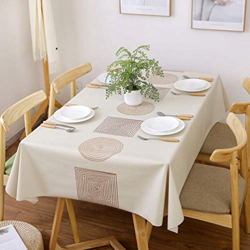 Qucover Mantel Mesa 140*240CM Resinado Antimanchas Impermeable Nórdico Moderno de Plástico PVC de Hule Rectangular Beige 140 x 240cm para Cocina Comedor