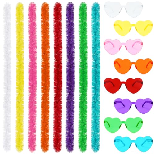 Boas de plumas largas y gafas de corazón para solucionar la animación de bodas y photocalls