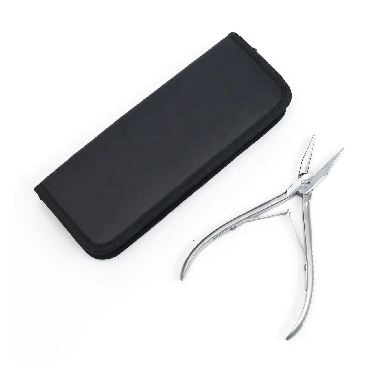 GL Hair Elite Surgical Grade Tape Extension Pliers – Silver Stainless Steel – Includes Luxury Black Zip Pouch