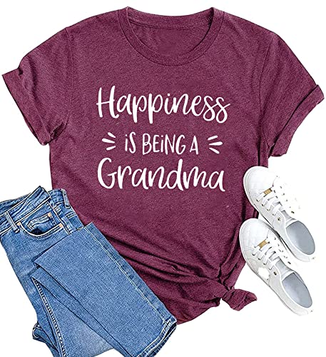 MAIHUN Womens Grandma Shirt Happiness is Being a Grandma Shirt Fu...