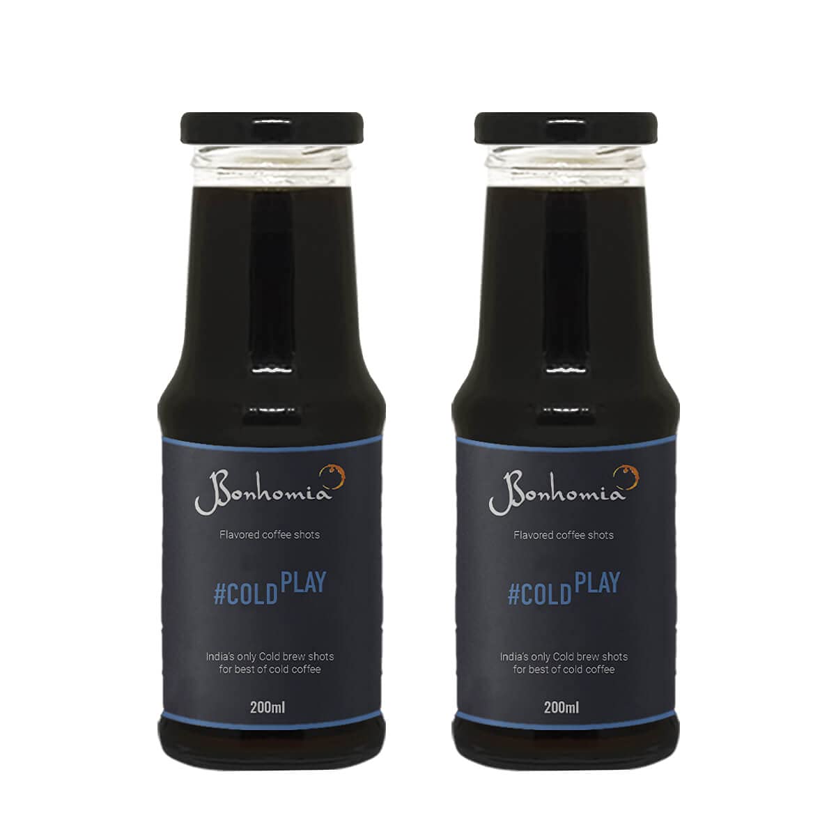 Bonhomia Instant Cold Brew Coffee, Cold Coffee Decoction, #Coldplay, Gourmet Liquid Coffee Concentrate Unflavoured, 200 Ml Each (Pack of 2)