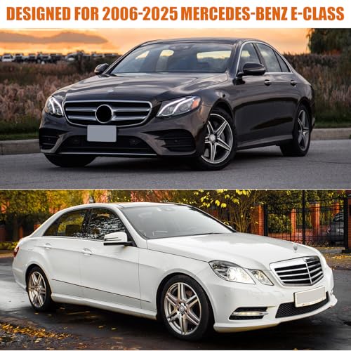 Image of Waterproof Car Covers Replace for 2006-2025 Mercedes Benz E-Class E300 E350 E400 E450, 6 Layers Silver All Weather Car Cover with Zipper Door & Windproof Bands for Snow Rain Dust Protection
