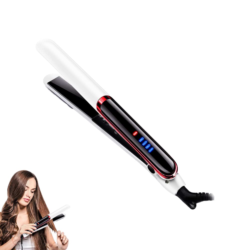Hair Straightener and Straightcare with Negative Ions XVersion Dual Voltage Flat Iron for Hair, 1-inch Straightening Iron, LED Indicator, 360° Swivel Cord & Lockable Handle White
