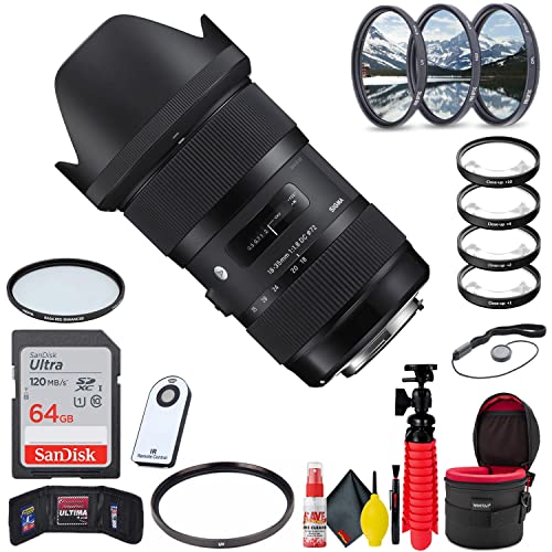Sigma 18-35mm f/1.8 DC HSM アートレンズ Nikon F用 + 64GB Sandisk Ultra SDカード(デラックスバンドル) アクセサリー付き