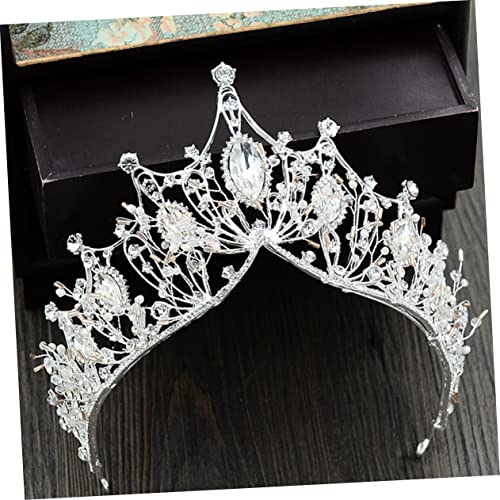 Tiara de plata nupcial corona de princesa con pedrería hecha a mano 7