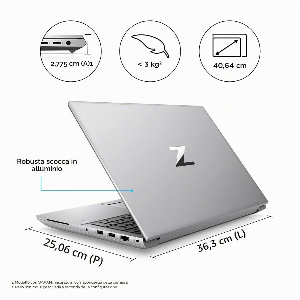 HP ZBook Fury 16 G9 Mobile Workstation – Intel Core i7-12850HX 2.10 GHz – 32 GB RAM – SSD 1 TB – NVIDIA RTX A1000 - WIN 11 PRO (Ricondizionato)