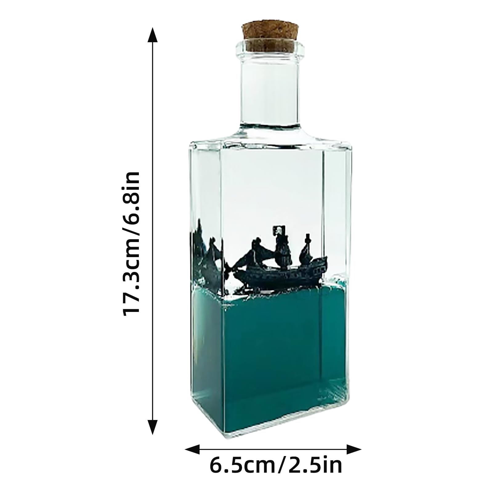 Fluid Drift Bottle,Bateau de croisière Titanic insubmersible,Black Pearl Pirate Ship,Modèle Fluide de Bateau en Acrylique,Soulagement du Stress,pour Ornement de Bureau de décoration (Style 4)