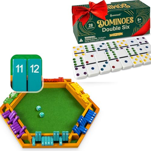 Queensell Double 6 Color Dots + Color Shut the Box