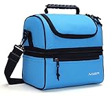 MIER Caja de almuerzo aislada Gran aislados Cool Tote Bag Kit de almuerzo para hombres, mujeres, refrigerador doble de la cubierta (azul)