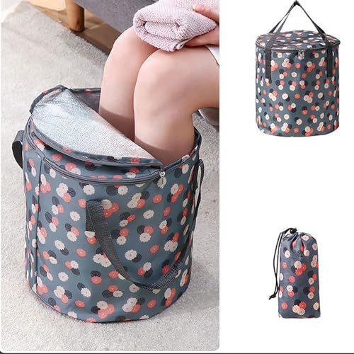 Cubo plegable para remojar los pies, aislamiento con tapa, bañera portátil de viaje, lavabo de baño portátil, spa de pies, lavabo de pedicura en casa, camping al aire libre