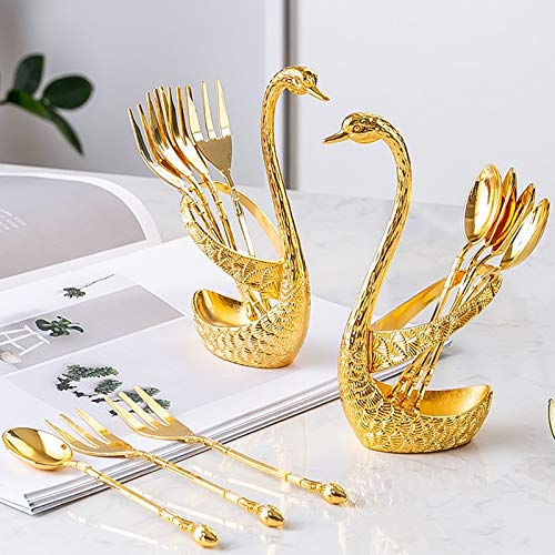 Set de table cygne avec fourchettes acier inoxydable pour salade fruit dessert