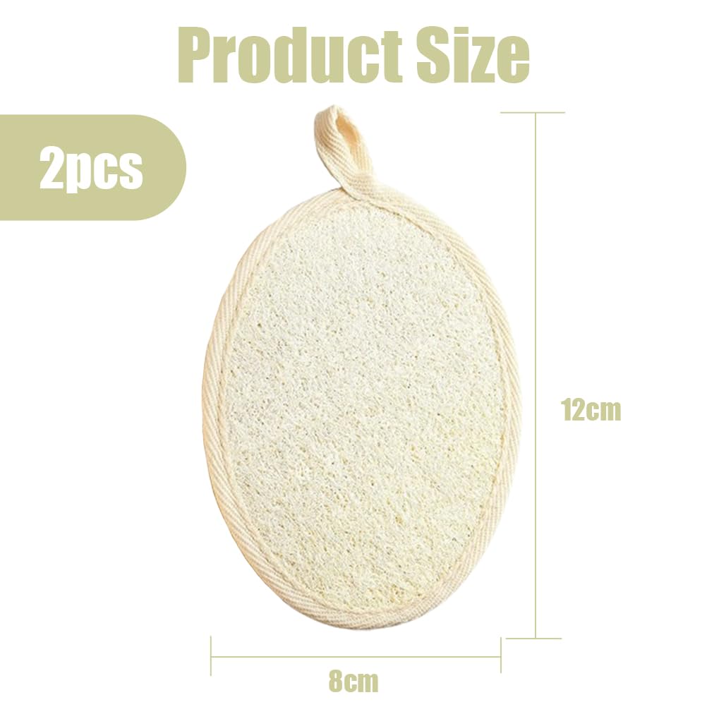 2 Pièces Eponge Loofah, Lavable Éponges en Luffa Naturel, Reutilisable Gants de Gommage Naturels en Loofah, Éponge Exfoliante en Luffa Naturel pour Spa, Cuisine, Visage Corps, le Bain