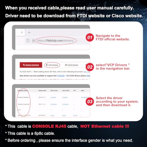 Image of Console Cable RJ45 to USB, Console Cable，USB Console Cable with FT232 Chip Compatible with Cisco,HP,NETGEAR,Huawei,Routers /Switches for Laptop in Linux,Windows, Mac