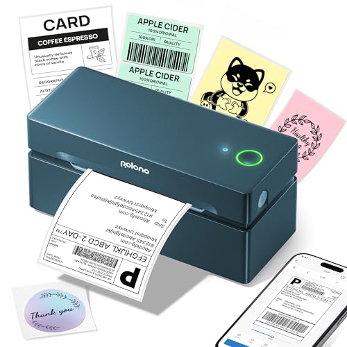 POLONO Bluetooth Thermal Shipping Label Printer, Wireless 4x6 Shipping Label Printer for Small Business, Support iOS, Android, Windows and Mac, Compatible with Amazon, Ebay, Shopify, Etsy, U