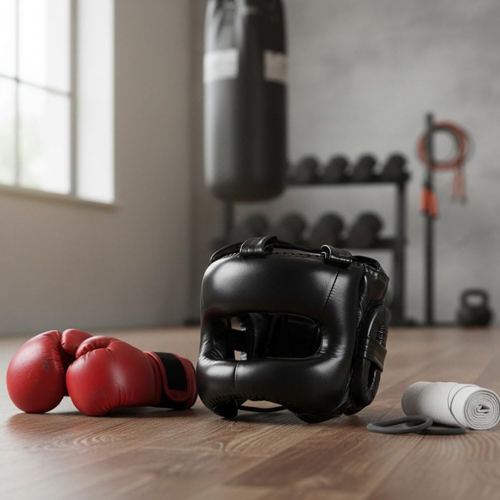 Wyściełany kask treningowy w tajskim boksie, ochrona głowy, do Kickboxingu, Sparringu, Sztuk Walki Taekwondo