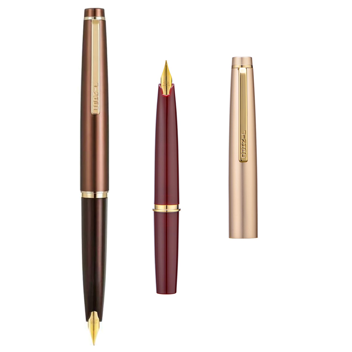 2 PCS Jinhao 59 F Nib Fountain Pen Wine Red & Coffee Mini Pocket Pen