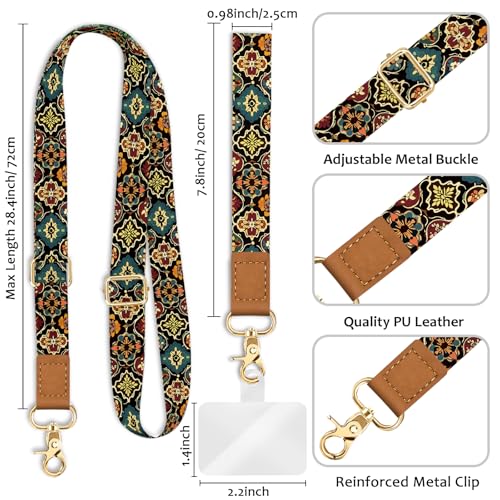 Image of Piefly Cell Phone Lanyard Crossbody Wrist Strap Adjustable for Women Boho | Travel Daily Cruise, Around the Neck, Hands-free, Universal, Fit Keys ID badge, Accessories, Compatible with Most Smartphones