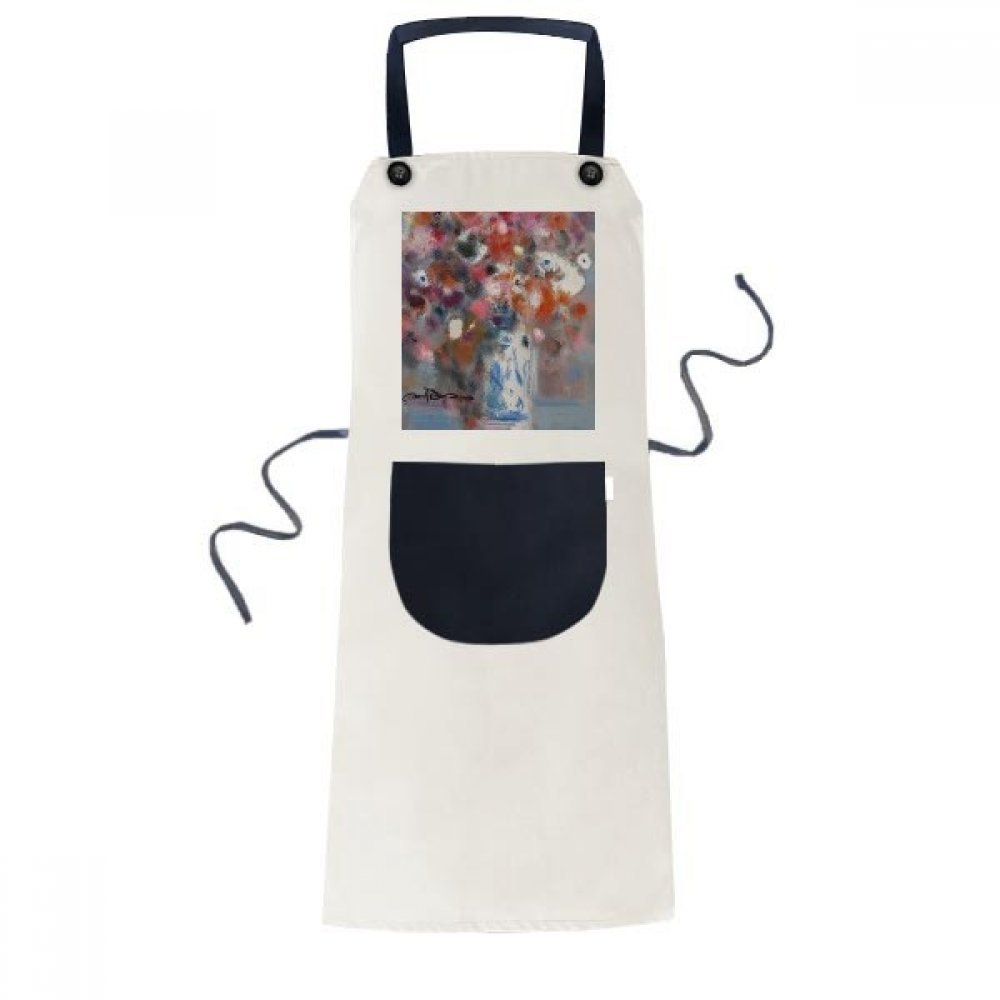 Tablier de cuisine avec pocket frontale et protection anti-huile à motif fleurs