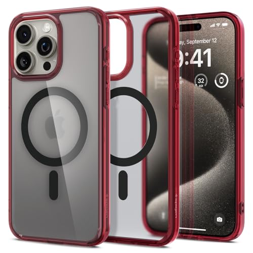 Image of Spigen for iPhone 15 Pro Max Case, Ultra Hybrid MagFit [Anti-Yellowing] [Compatible with Magsafe] - Deep Red
