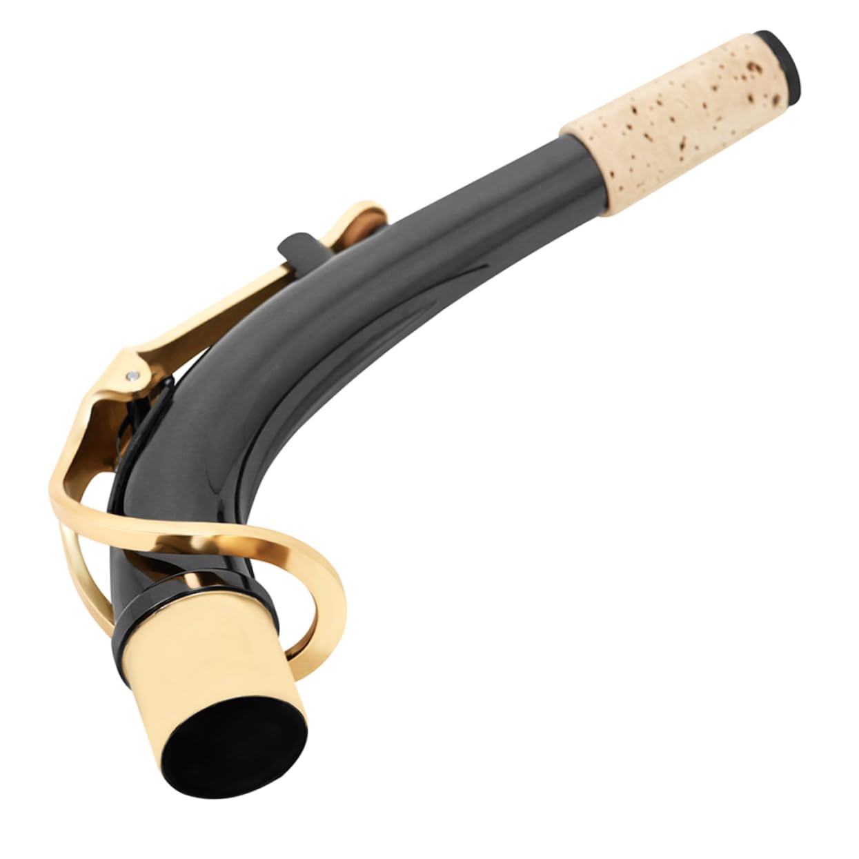Kisangel Cuello Curvo para Saxofón Alto Bemol, Latón Níquel Negro, Superficie Lisa, Mejora la Afinación, Accesorio de Reparación Musical