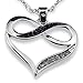 Silver Tone Infinity Crystal Accent Heart Black White Pendant Necklace Girlfriend Valentine Mother Day Jewelry