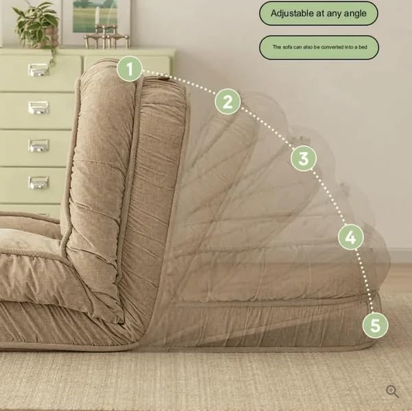 Image of 1 Seater Luxurious Human Dog Bed for People and Adults|Velvet Recliner Lounge Style Soft Human Dog Sofa with Plush Cushioning for Reading and Relaxation (Velvet Fabric, Beige)