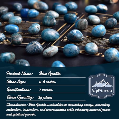 Image of Blue Apatite Healing Crystal Stone Set - 24 Pieces, 0.6 inch Natural & Polished Stones for Healing, Meditation, Reiki, Chakra, Crafting & Decoration