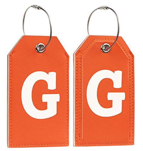 Preisvergleich Produktbild Toughergun Kofferanhänger mit Initialen, Leder, mit Sichtschutz und Reisetasche, Orange