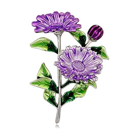 YONGHUI Fashion Small Daisy Brooches for Women Ladies Dripping Oil Flower Brooch Corsage Pins Clothes Scarf Shawl Hat Decoration Accessories (Purple) Cover