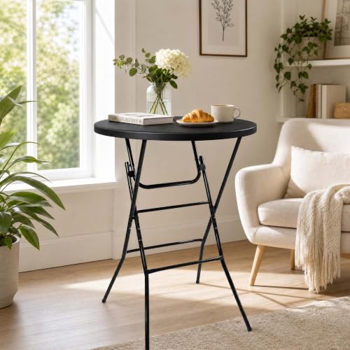 Garvee 32" Folding Cocktail Table, Round Bar Height High Top Table, Black by Garvee - Used condition - Image 8