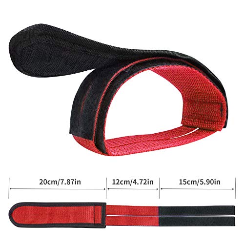 Qeedy Bike Pedal Straps Pedal 2 Pieces Universal Bicycle Feet Strap Pedal Straps Toe Clips Straps Tape for Fixed Gear Bike (Red)