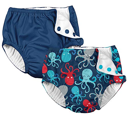 i Play 2 Pack Boys Reusable Baby Swim Diapers Octopus and Navy Blue 18 Months
